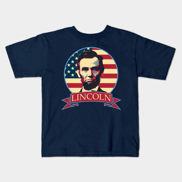 Abraham Lincoln American Banner Kids T-Shirt by Nerd_art